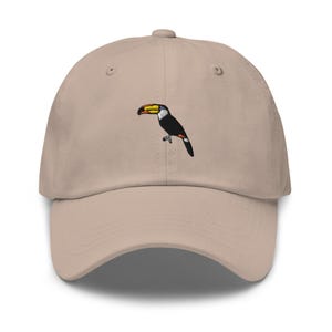 Toco Toucan Embroidered Dad Cap: Chino Cotton Twill Adjustable Unisex Hat