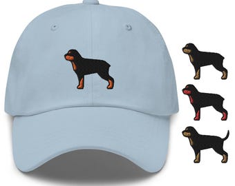 Rottweiler Embroidered Dad Cap: Chino Cotton Twill Adjustable Unisex Hat