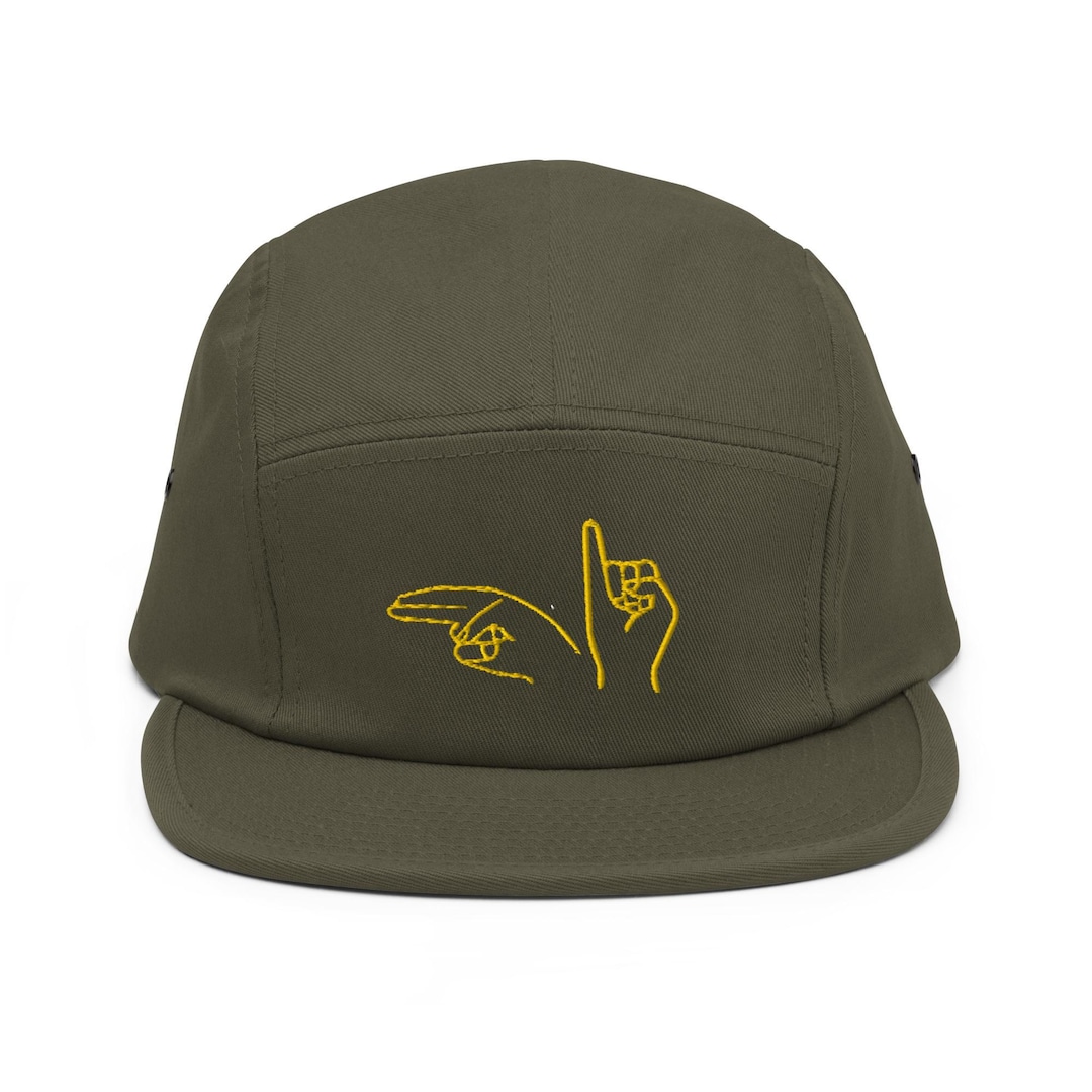 Hi Fingerspelling ASL Alphabet Embroidered 5‑panel Cotton Camper Cap ...