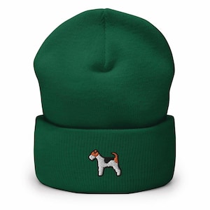 Wire Fox Terrier Embroidered Cuffed Beanie: Cozy Unisex Winter Cap