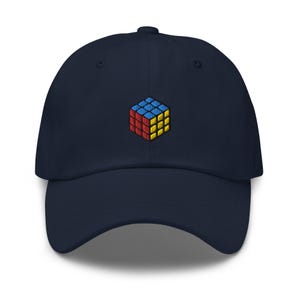 Rubiks Cube Embroidered Dad Cap: Chino Cotton Twill Adjustable Unisex Hat