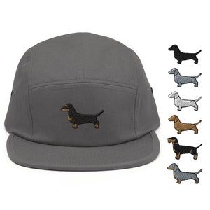Dachshund Embroidered 5 Panel Camper Cap Pure Cotton Comfortable Fit in Variety of Colors image 1