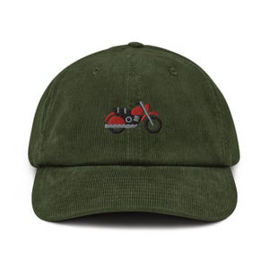 Moped Embroidered Cotton Corduroy Hat: Adjustable Fit