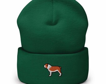 Engelse Bulldog geborduurde beanie met omslag: gezellige uniseks wintermuts