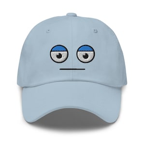 Meh Unamused Face Embroidered Dad Cap: Chino Cotton Twill Adjustable Unisex Hat
