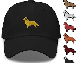 Golden Retriever Embroidered Dad Cap: Chino Cotton Twill Adjustable Unisex Hat