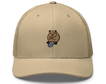 Czapka typu trucker z haftem Beaver: strukturalna czapka retro z siateczkowym tyłem