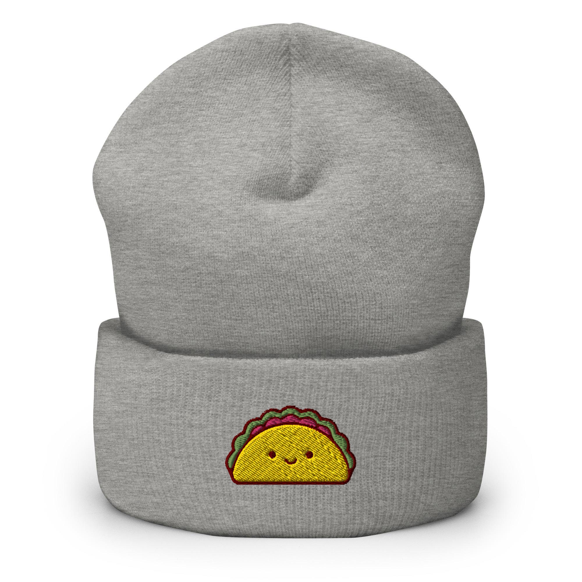 Cute Taco Embroidered Cuffed Beanie: Cozy Unisex Winter Cap