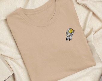 Floating Astronaut Embroidered T-Shirt: Lightweight Cotton, Unisex Fit