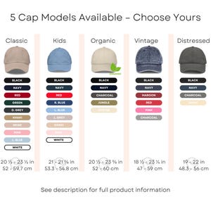 a collection of five different cap models, each with a unique color and style, available for customers to choose from.
