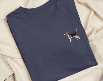 English Beagle Embroidered T-Shirt: Lightweight Cotton, Unisex Fit