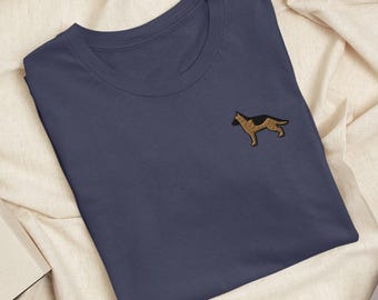 German Shepherd Embroidered T-Shirt: Lightweight Cotton, Unisex Fit