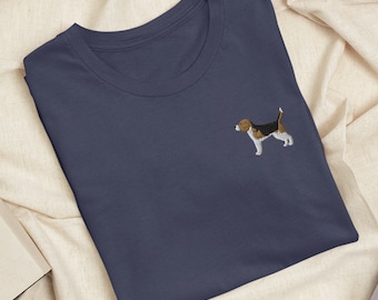 English Beagle Embroidered T-Shirt with Comfortable Stretch - Soft, Lightweight, Variety of Colors