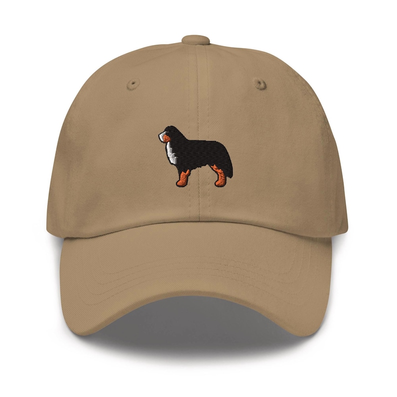 Bernese Mountain Dog Embroidered Dad Cap: Chino Cotton Twill Adjustable Unisex Hat image 2