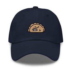 Cute Dumpling Eating a Dumpling Embroidered Dad Cap - Trendy Unstructured Design - Comfortable Chino Cotton Twill in Variety of Colors