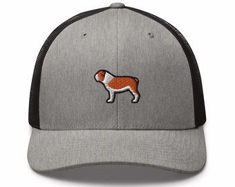 English Bulldog Embroidered Retro Trucker Hat - Structured with Mesh Back in Variety of Colors