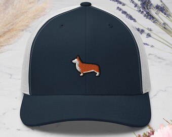 Pembroke Welsh Corgi Embroidered Retro Trucker Hat - Structured with Mesh Back in Variety of Colors