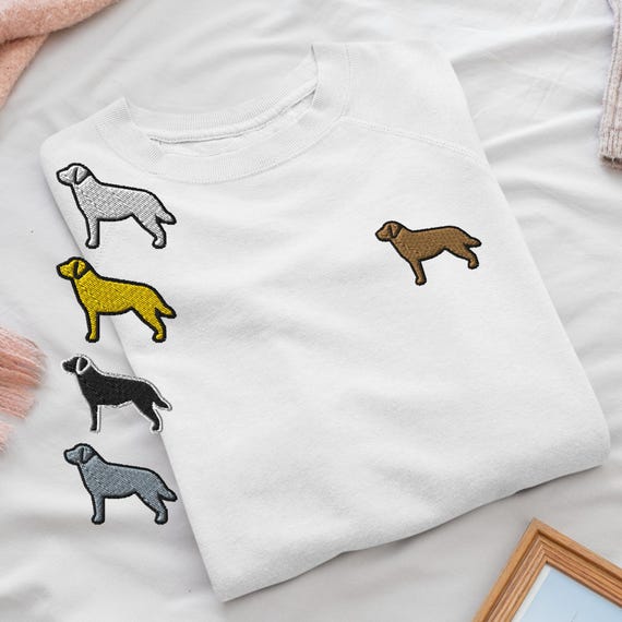 Labrador Retriever Embroidered Crewneck Sweatshirt: Cotton Blend 