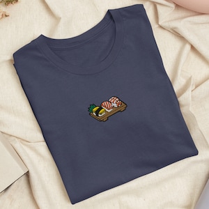 Nigiri Sushi Platter Embroidered T-Shirt with Comfortable Stretch - Soft, Lightweight, Variety of Colors