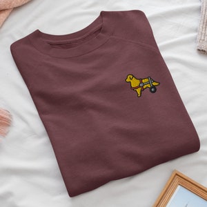 Your Disabled Dog Wheelchair Dog Custom Embroidered Crew Neck Sweatshirt Soft Cotton Variety of Colors