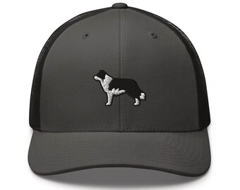 Border Collie   Embroidered Retro Trucker Hat - Structured with Mesh Back in Variety of Colors