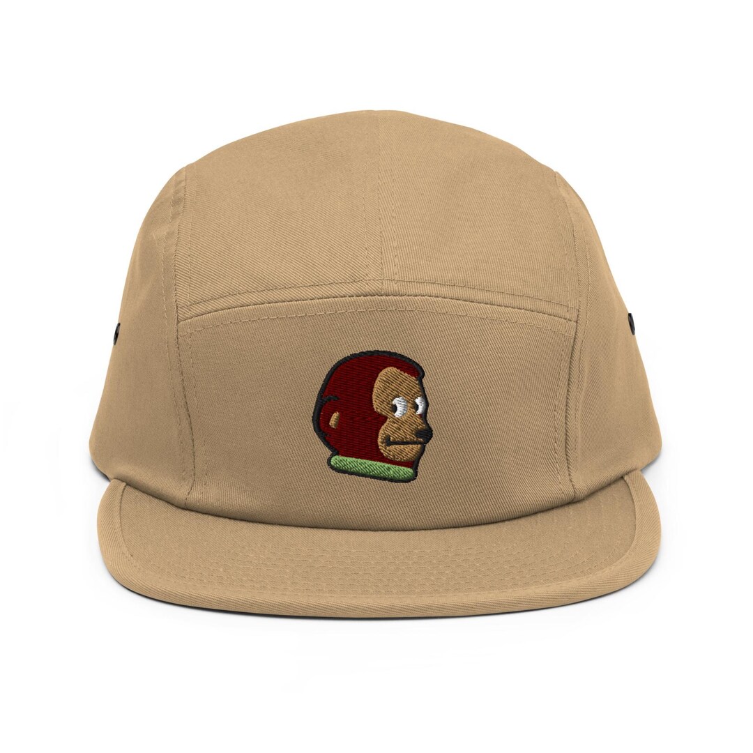 Awkward Side Eye Monkey Embroidered 5‑panel Cotton Camper Cap ...