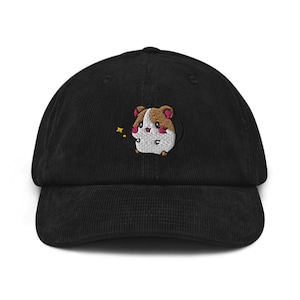 Cute Gerbil Embroidered Corduroy Hat - 100% Cotton Corduroy in Variety of Colors Wardrobe Essential