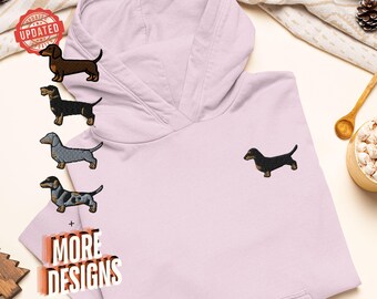 Dachshund Embroidered Heavy Blend Hoodie - Stylish Soft Cotton - Variety of Colors & Designs