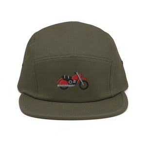 Moped Embroidered 5‑Panel Cotton Camper Cap: Adjustable Fit