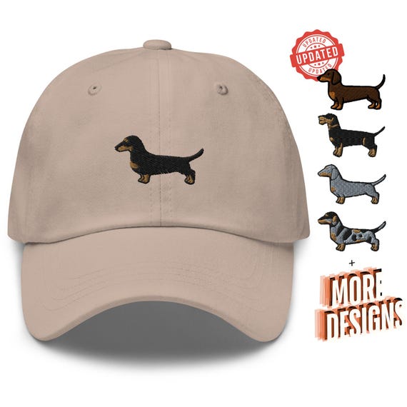 Dachshund Embroidered Dad Cap: Chino Cotton Twill Adjustable Unisex Hat