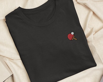 Table Tennis Embroidered T-Shirt: Lightweight Cotton, Unisex Fit