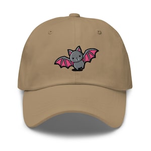 Vampire Bat Embroidered Dad Cap: Chino Cotton Twill Adjustable Unisex Hat