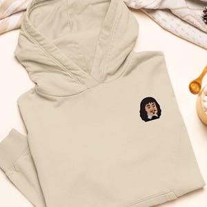 Sudadera con capucha bordada de René Descartes: mezcla gruesa de algodón y poliéster, ajuste unisex