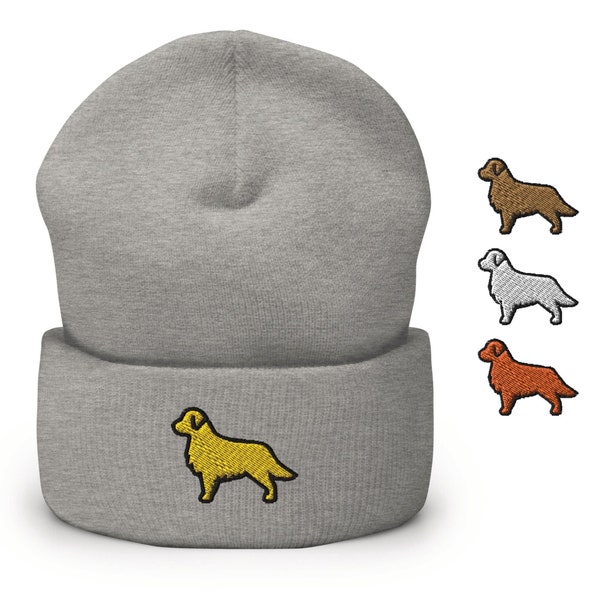 Golden Retriever Embroidered Cuffed Beanie - Warm and Stylish Headwear in Variety of Colors