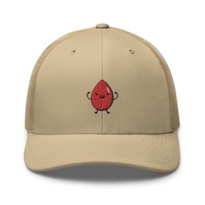 Blood Donor Blood Drop Embroidered Retro Trucker Hat - Structured with Mesh Back in Variety of Colors
