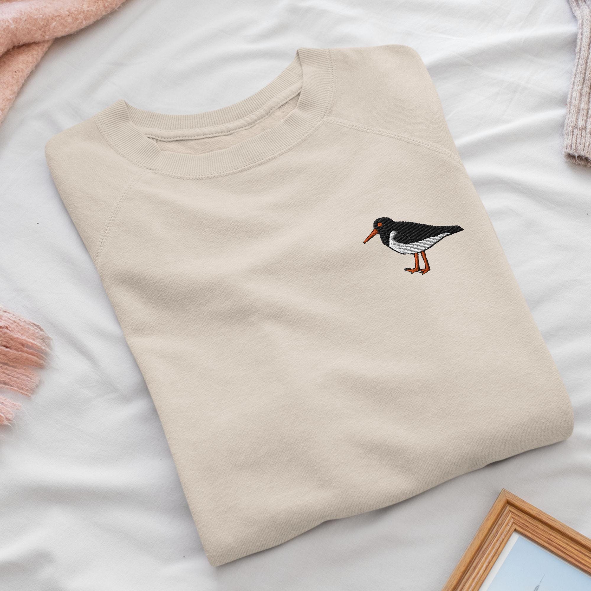 Eurasian Oystercatcher Embroidered Crewneck Sweatshirt: Cotton Blend, Unisex Fit
