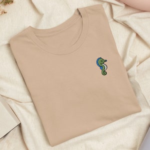 Seahorse Embroidered T-Shirt with Comfortable Stretch - Soft, Lightweight, Variety of Colors