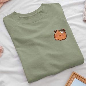 Cheeky Pumpkin Embroidered Crew Neck Sweatshirt - Soft Cotton - Variety of Colors - Fun Fall Design