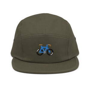Road Gravel Bike Embroidered 5‑Panel Cotton Camper Cap: Adjustable Fit