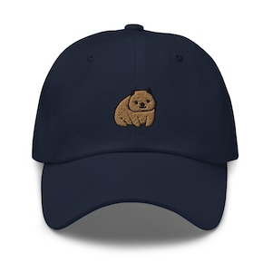 Cappellino da papà con simpatico vombato ricamato: twill di cotone chino, cappello unisex regolabile