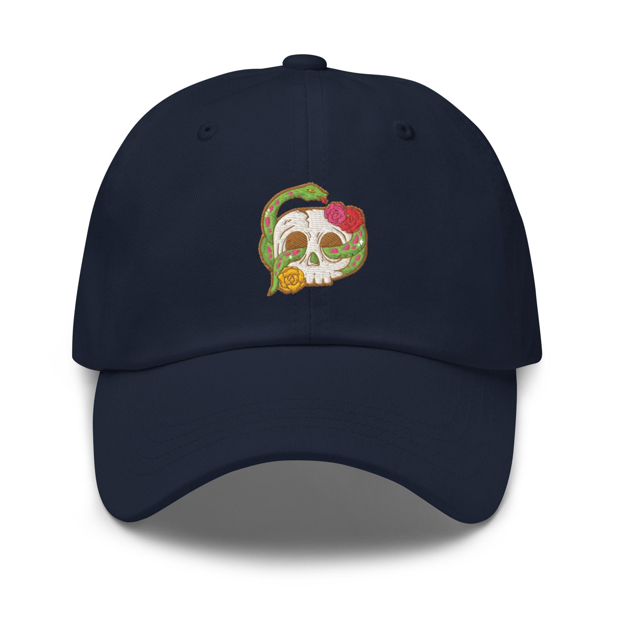 Skull Snake and Roses Embroidered Dad Cap - Trendy Skull Snake and Roses Embroidered Dad Cap - Trendy