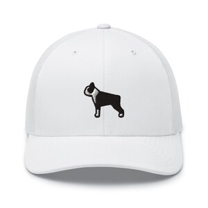 Boston Terrier Embroidered Trucker Hat: Structured Retro Cap with Mesh Back