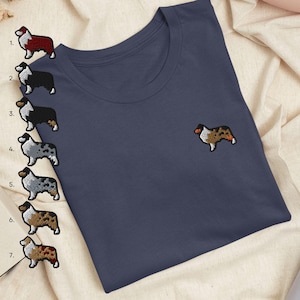 Australian Shepherd Dog Embroidered T-Shirt with Comfortable Stretch - Soft, Lightweight, Variety of Colors & Designs