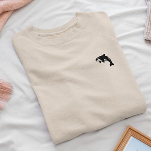 Orca Killer Whale Embroidered Crew Neck Sweatshirt - Soft Cotton - Variety of Colors