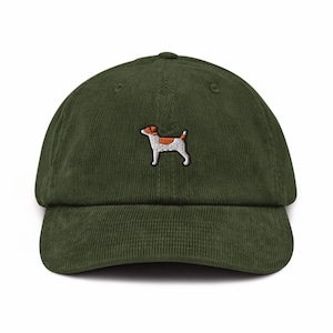 Jack Russell Terrier Embroidered Cotton Corduroy Hat: Adjustable Fit