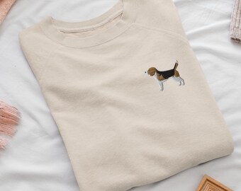 English Beagle Embroidered Crew Neck Sweatshirt - Soft Cotton - Variety of Colors