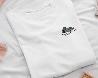 Stockente Wild Duck besticktes Rundhals-Sweatshirt: Baumwollmischung, Unisex Fit