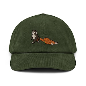 Punch emotionele steun aap geborduurde katoenen corduroy hoed: verstelbare pasvorm