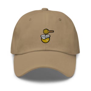 Gorra de papá bordada con tarro de miel y cucharón: gorra unisex ajustable de sarga de algodón chino