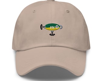 Fishing Lure Embroidered Dad Cap: Chino Cotton Twill Adjustable Unisex Hat
